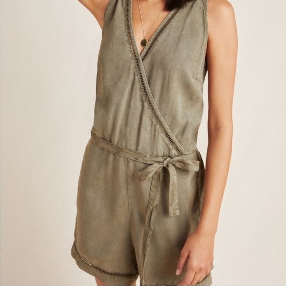 Anthropologie Olive Green, Romper, Wrap, Jumpsuit